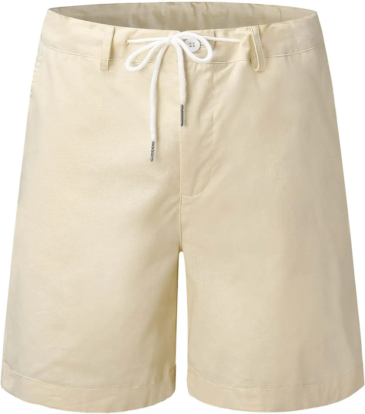 Linen Shorts for Men, Men's Casual Cotton Linen Shorts Elastic Waist Drawstring Summer Beach Golf Shorts with Pockets