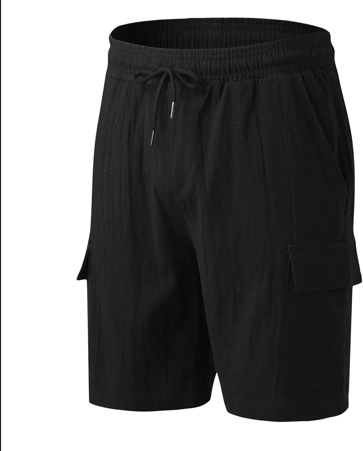 Linen Shorts for Men, Men's Casual Cotton Linen Shorts Elastic Waist Drawstring Summer Beach Golf Shorts with Pockets
