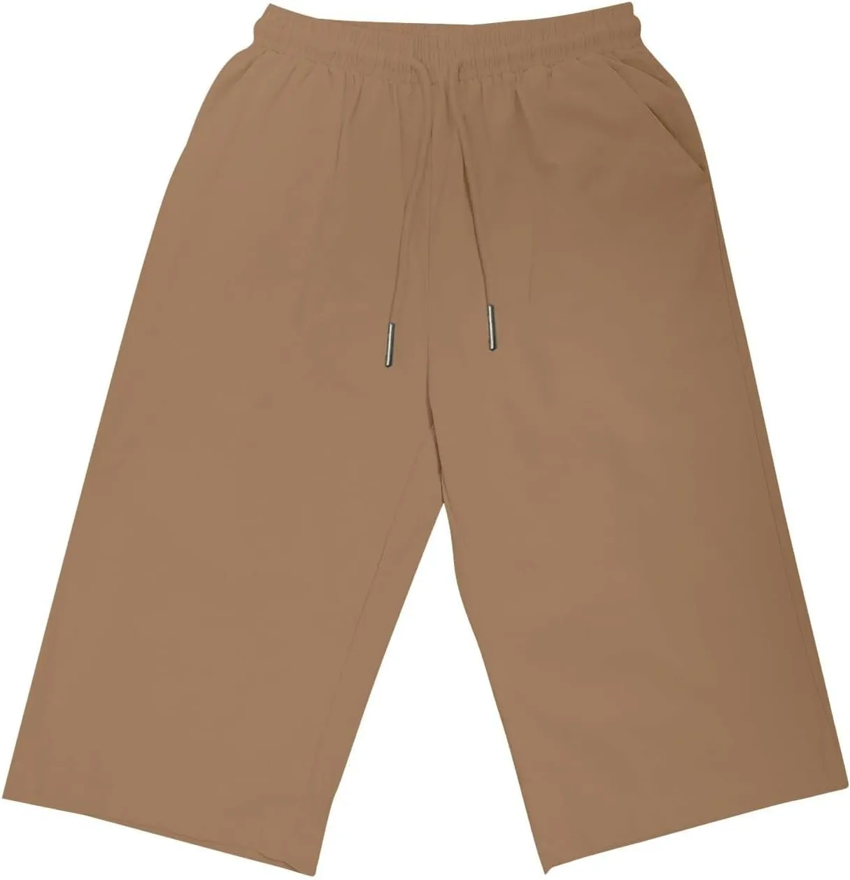 Linen Shorts for Women Knee Length Bermuda Shorts Drawstring Elastic Waist Summer Casual Gym Shorts with Pockets