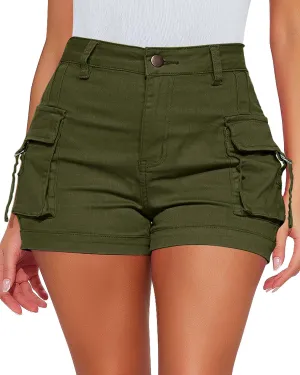 luvamia Cargo Shorts for Women Trendy High Wasited Casual Summer Stretchy Utility Cut Off Shorts with Pockets