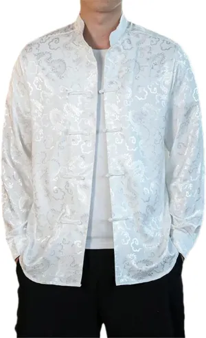 Men Satin Silk Shirts Chinese Dress Shirt Chinese Traditional Button Shirt Cardigan