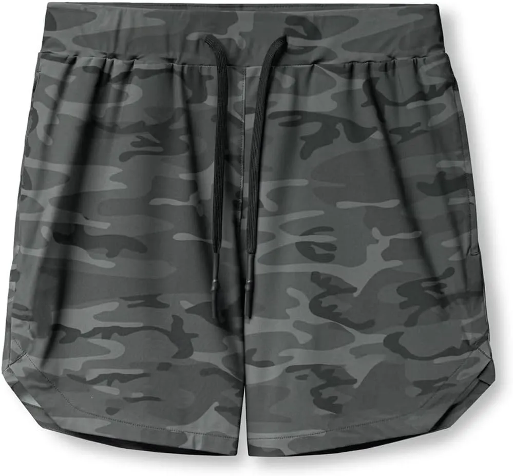 Mens 5" Workout Running Shorts Quick Dry Bodybuilding Gym Athletic Shorts Loose Fit Basketball Exercise Hiking Short