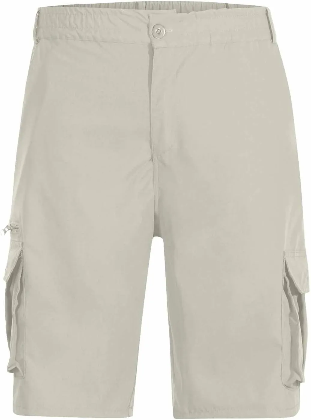 Men's Cargo Shorts 3/4 Relaxed Fit Below Knee Length Shorts 7 Pockets Elastic Waist Cotton Hiking Shorts