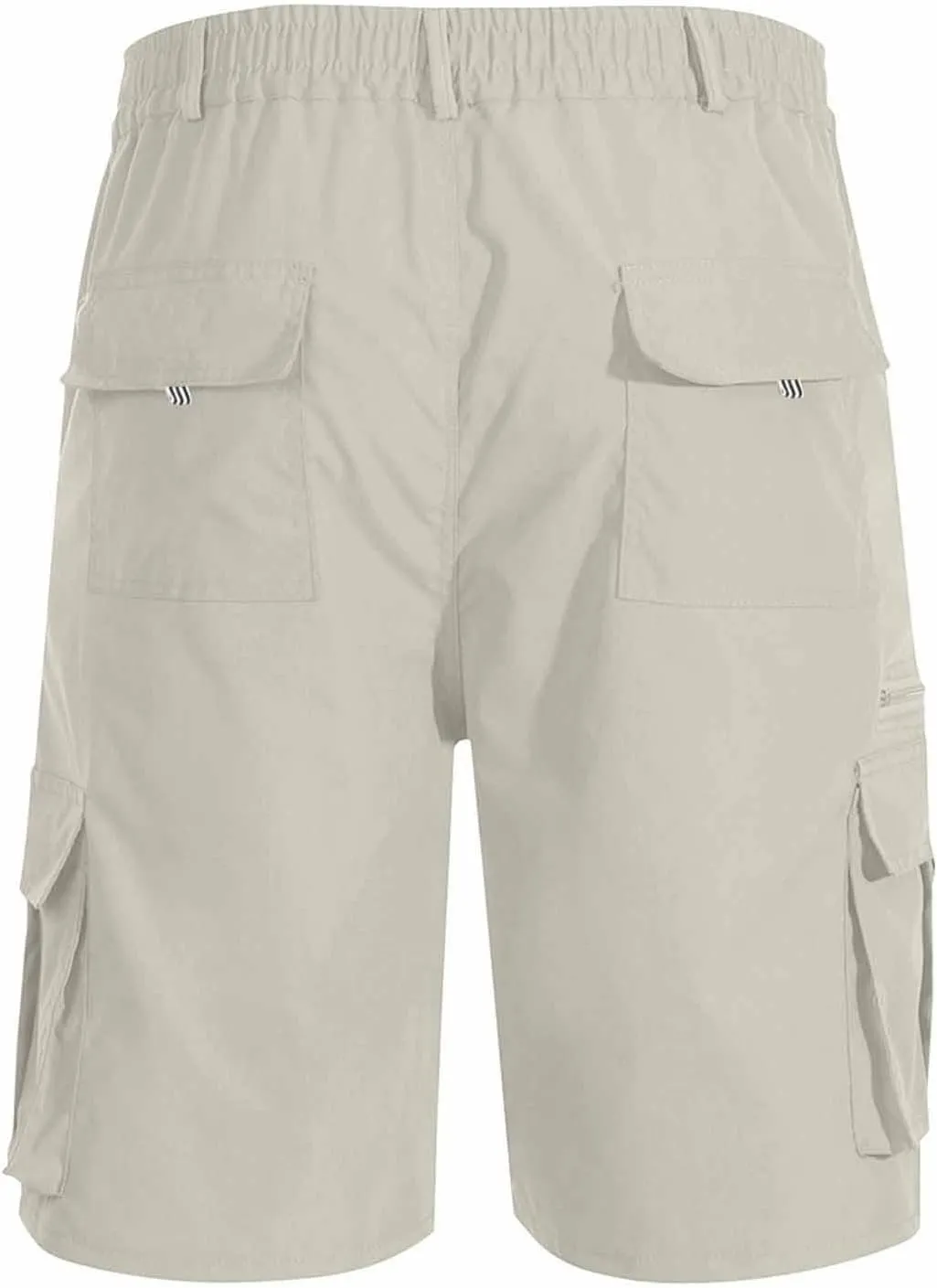 Men's Cargo Shorts 3/4 Relaxed Fit Below Knee Length Shorts 7 Pockets Elastic Waist Cotton Hiking Shorts