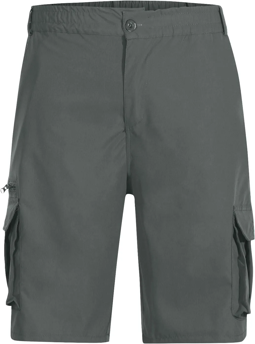 Men's Cargo Shorts 3/4 Relaxed Fit Below Knee Length Shorts 7 Pockets Elastic Waist Cotton Hiking Shorts