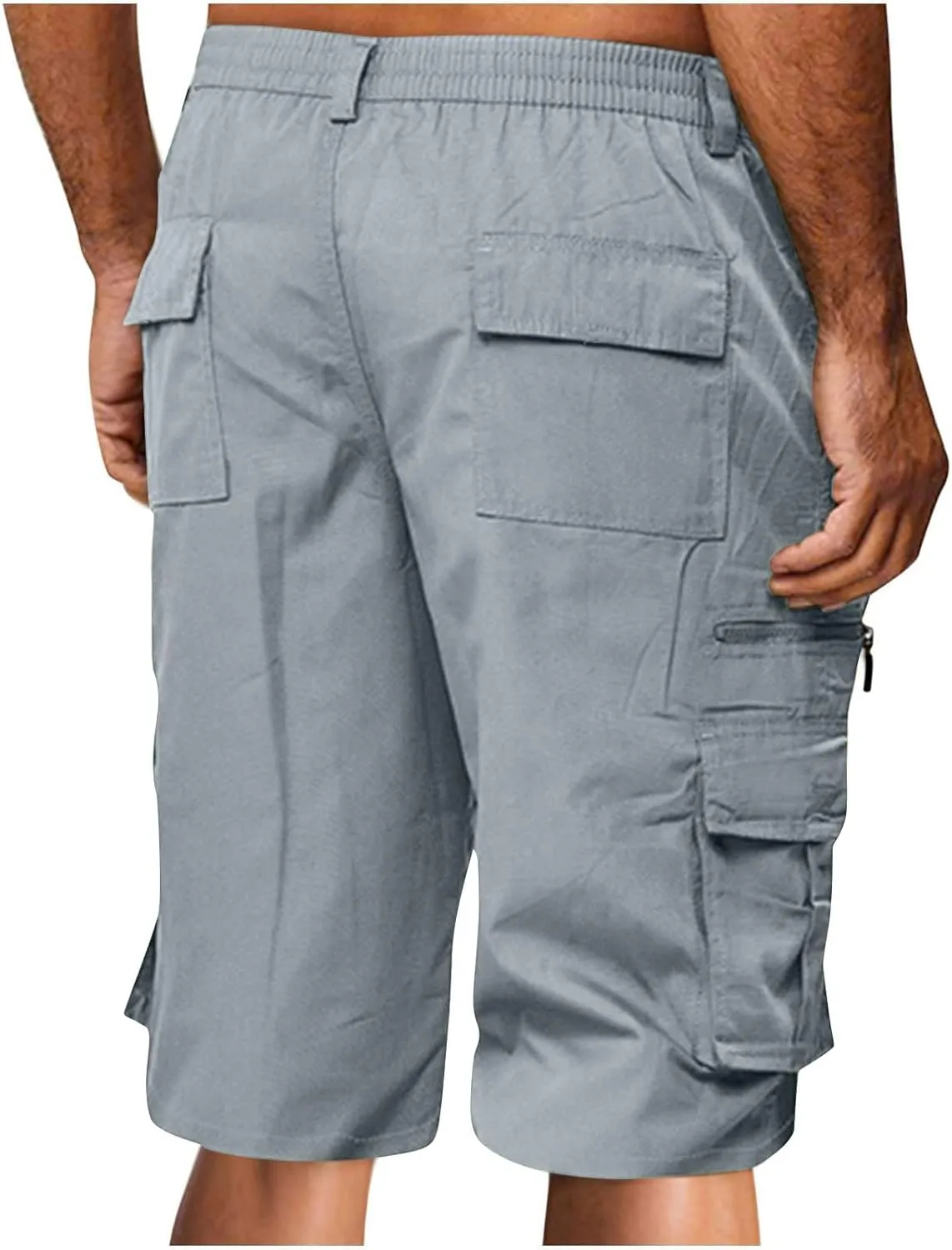 Mens Cargo Shorts Drawstring Elastic Waist Cargo Shorts Casual Loose Fit Lightweight Multi-Pockets Cargo Pants 2024