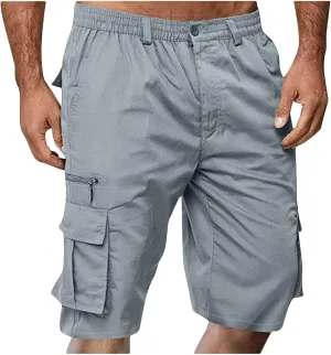 Mens Cargo Shorts Drawstring Elastic Waist Cargo Shorts Casual Loose Fit Lightweight Multi-Pockets Cargo Pants 2024