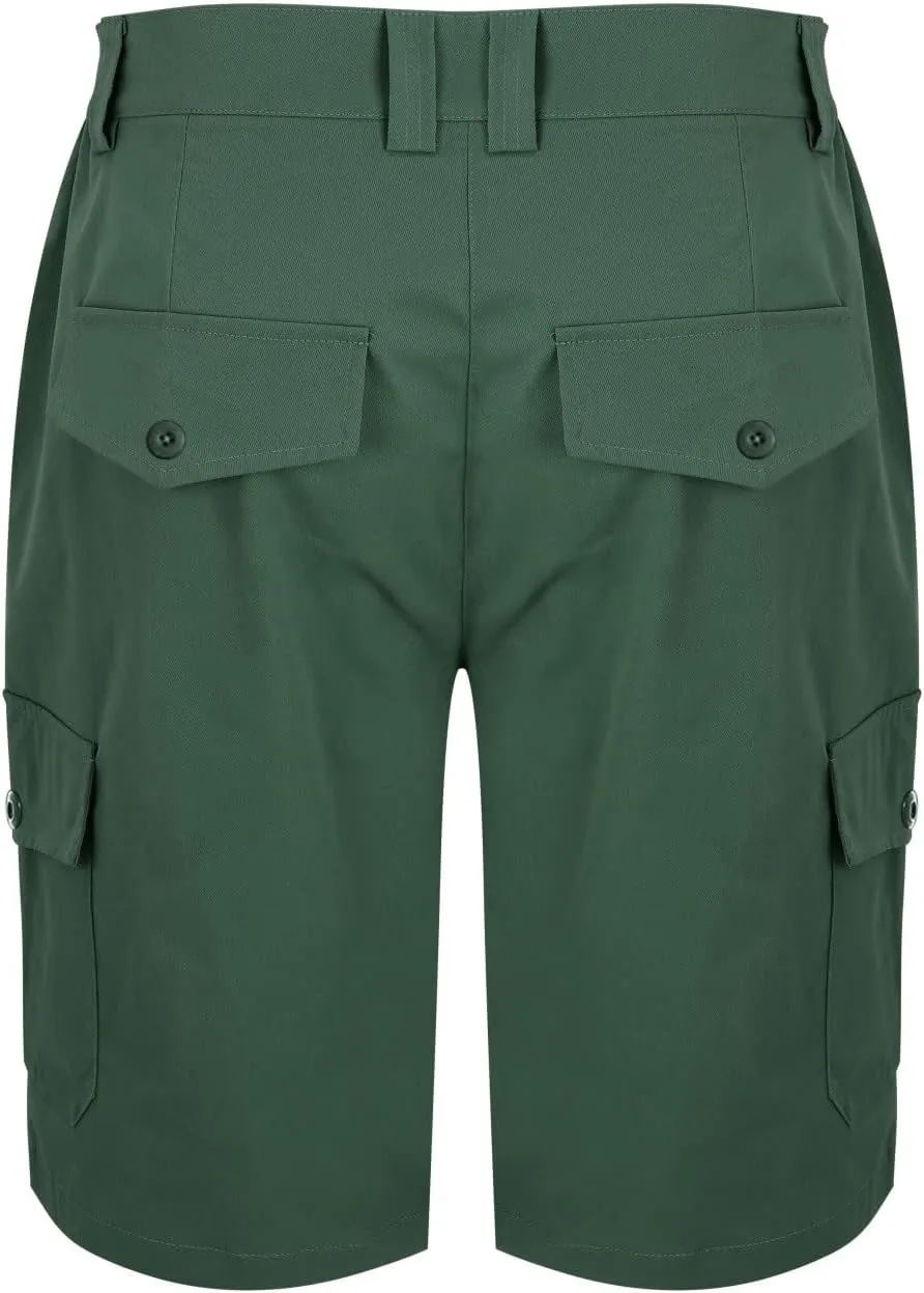 Mens Cargo Shorts Summer Twill Cotton Beach Elastic Waist Casual Work Comfort and Lightweight Short with Multi Pocket