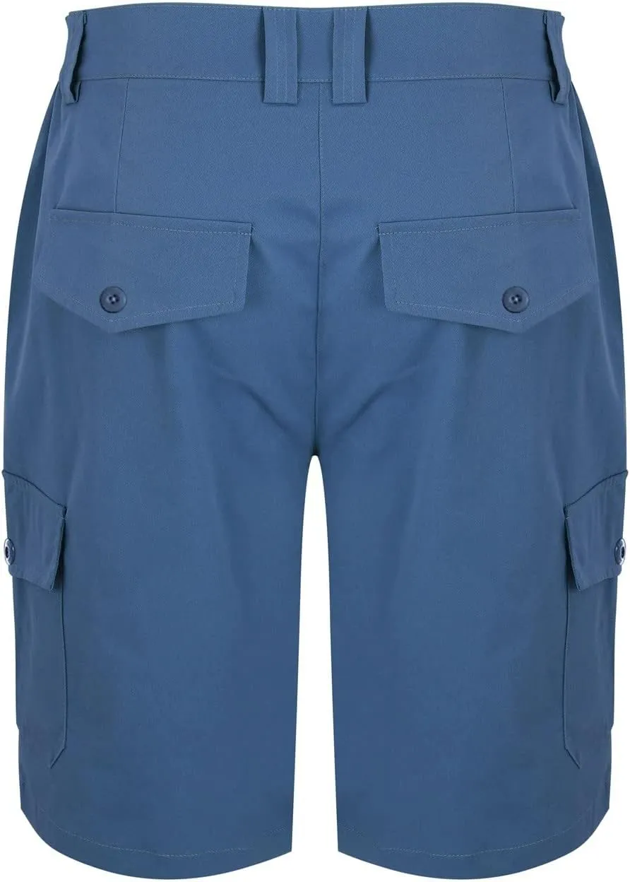 Mens Cargo Shorts Summer Twill Cotton Beach Elastic Waist Casual Work Comfort and Lightweight Short with Multi Pocket