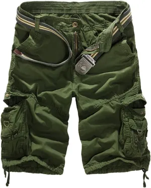 Mens Casual Cargo Shorts Multi Pockets Capri Pants