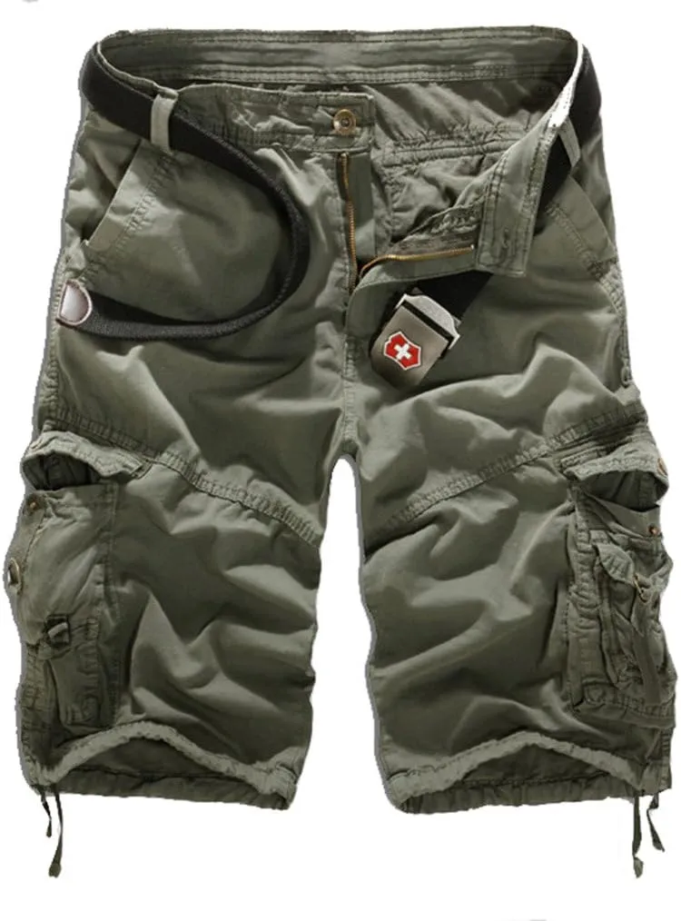Mens Casual Cargo Shorts Multi Pockets Capri Pants