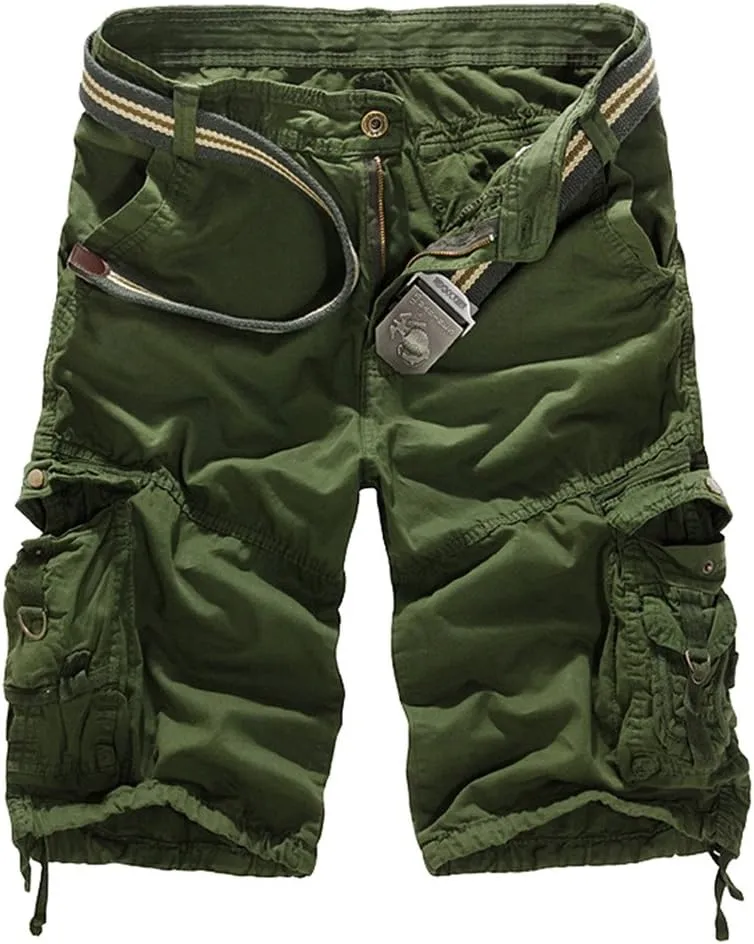 Mens Casual Cargo Shorts Multi Pockets Capri Pants