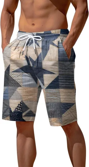 Mens Casual Shorts Stretch Waist Short Pant Classic Vintage Pants Training Hawaiian Summer Beach Shorts