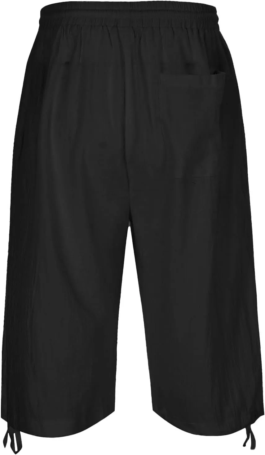 Men's Cotton Linen Lounge Shorts 3/4 Length Drawstring Waist Baggy Capri Pants for Summer Casual Sport