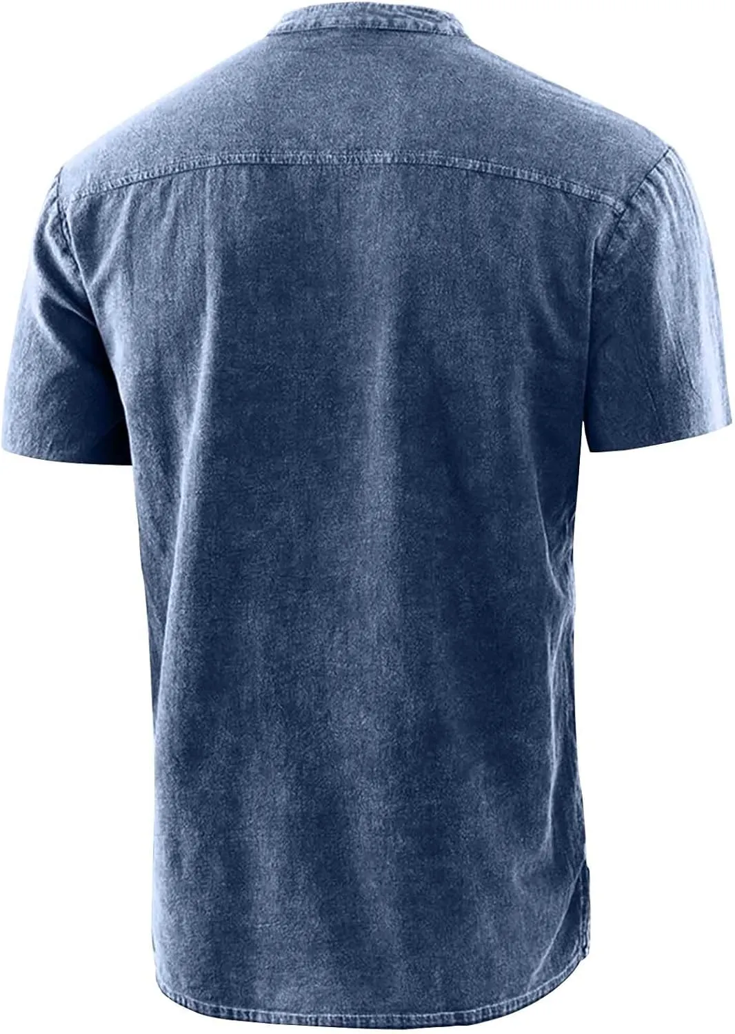 Men's Cotton Linen T-Shirts Short Sleeve V Neck Lace Up Henley Shirts Retro Notch Neck Pullover Shirt Sport Undershirt