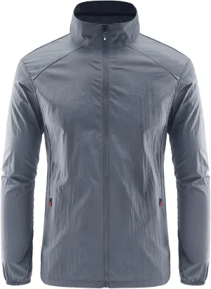 Mens Cycling Rain Jacket Outdoor Lightweight Waterproof Packable Soft Shell Windbreaker Jacket for Hiking Golf Running