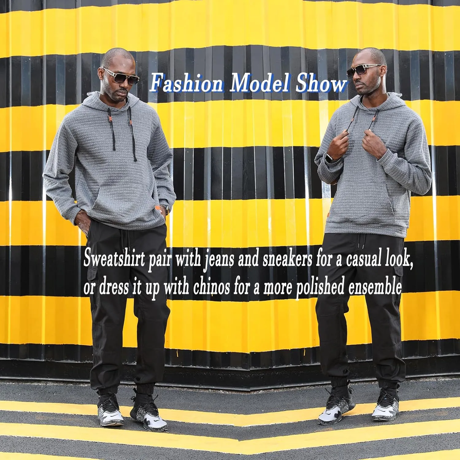 Mens Fashion Hoodies Sweatshirt Casual Long Sleeve Hooded Sweaters Pullover Winter Clothes for Men with Pocket