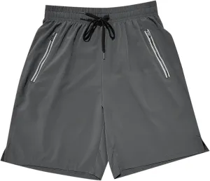 Mens Gym Workout Shorts Lightweight Bodybuilding Athletic Quick Dry Shorts Running Training with Zip Pockets