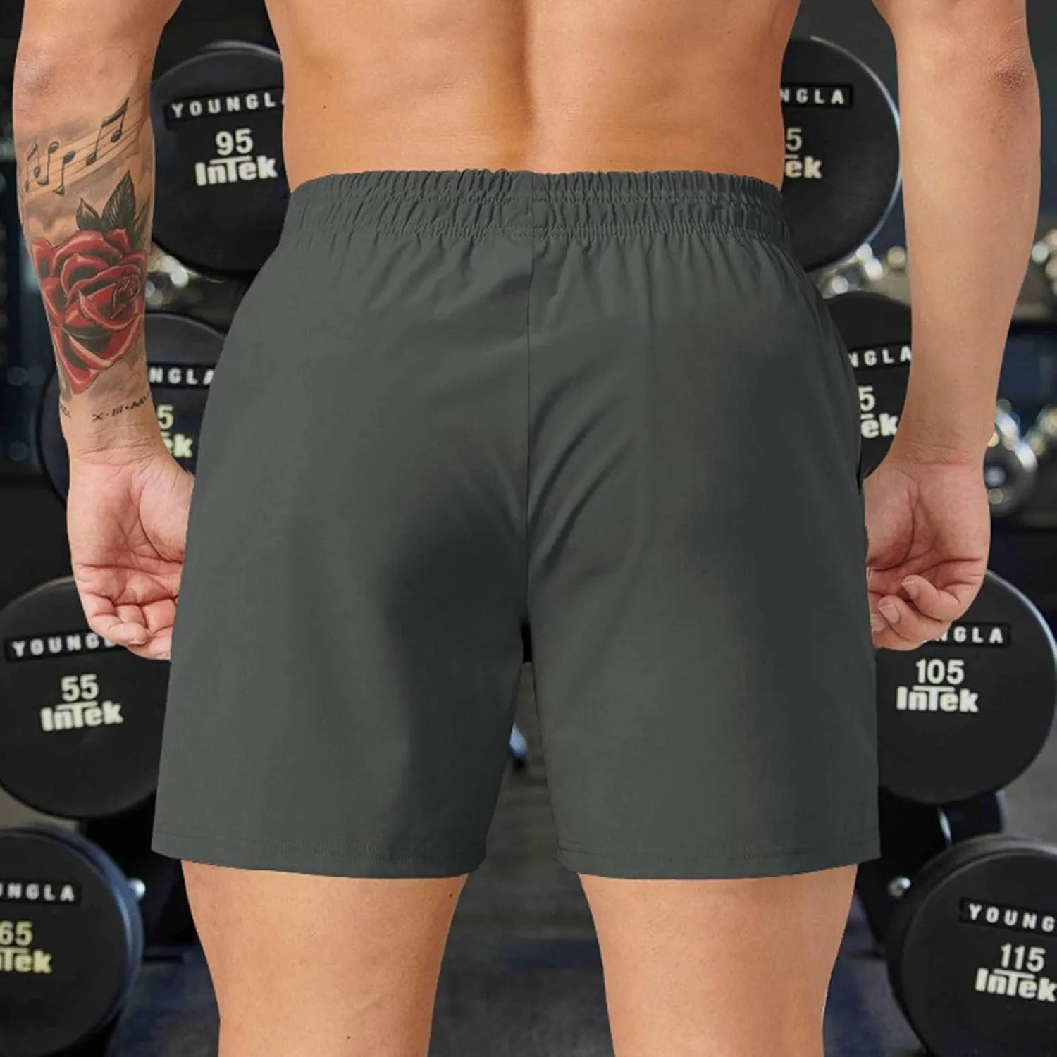Mens Gym Workout Shorts Lightweight Bodybuilding Athletic Quick Dry Shorts Running Training with Zip Pockets