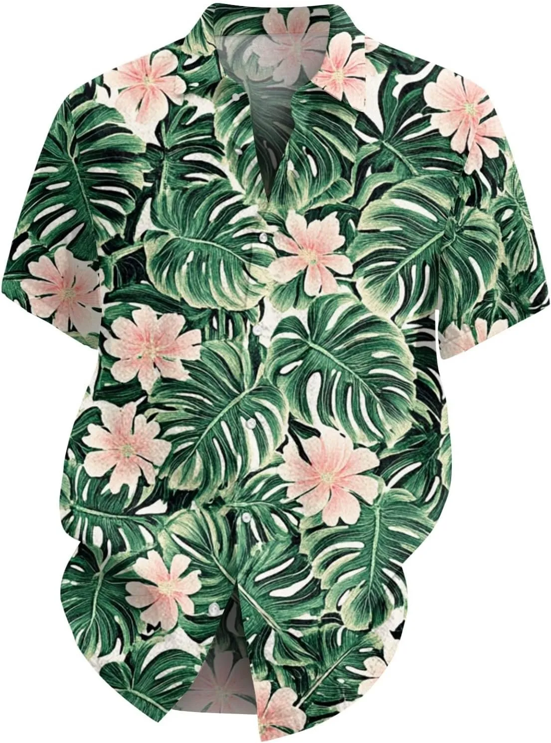 Men's Hawaiian Shirt Short Sleeves Floral Palm Tree Printed Button Down Summer Beach Bowling Dress Shirts
