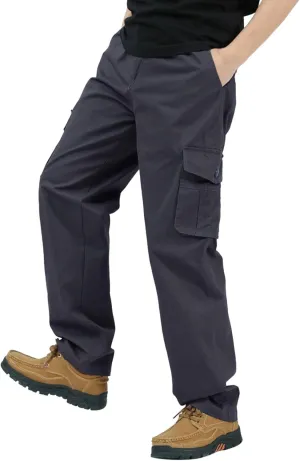 Men's Loose Fit Cotton Multi-Pockets Cargo Pants Stretch Flat-Front Outdoor Tactical Work Utility Pants(No Belt)