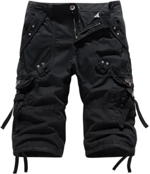Men's Plus Size Cargo Shorts with Multi-Pockets Knee Length Tactical Short Pants Relaxed Summer Beach Shorts Pants