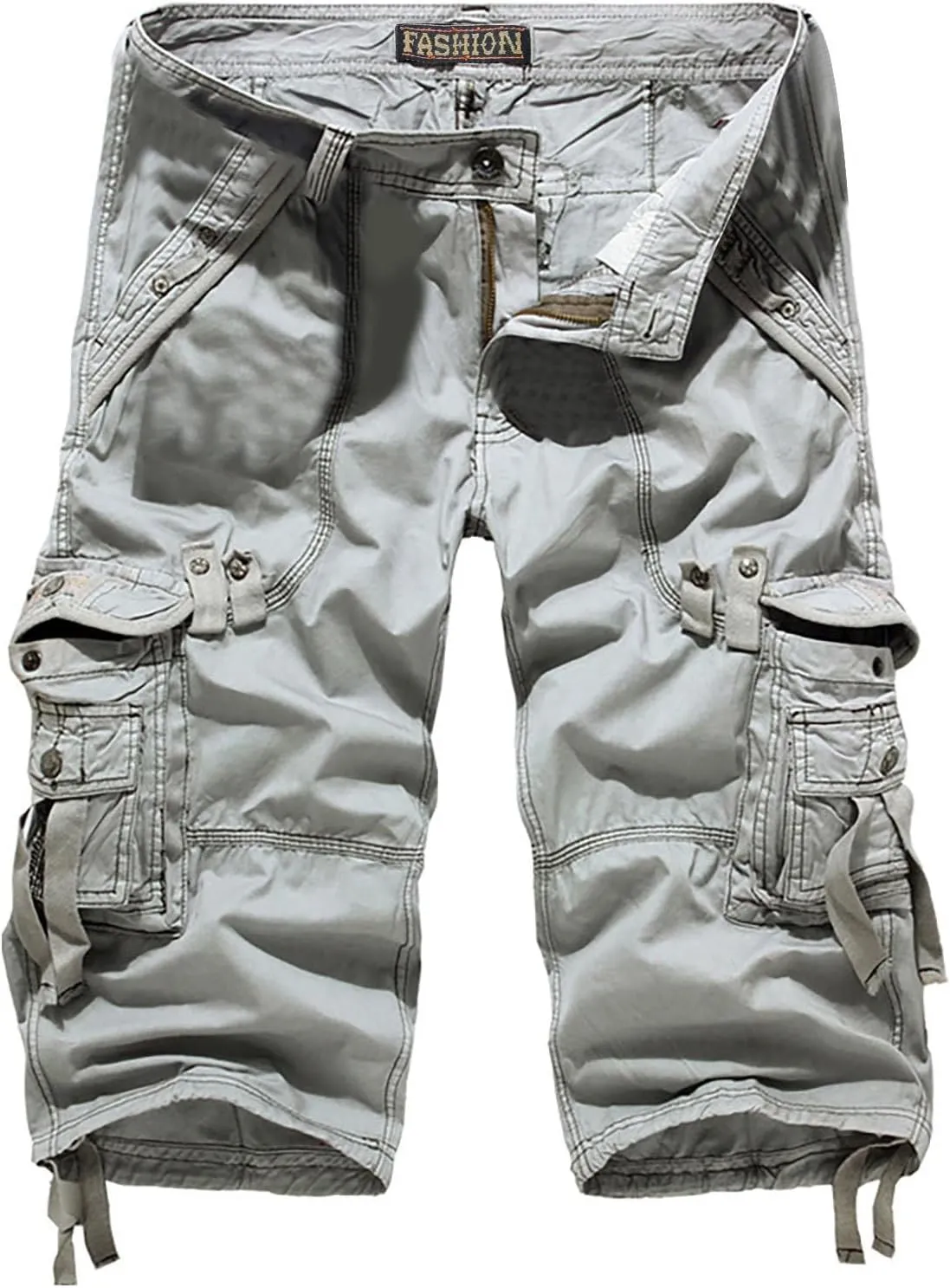Men's Plus Size Cargo Shorts with Multi-Pockets Knee Length Tactical Short Pants Relaxed Summer Beach Shorts Pants