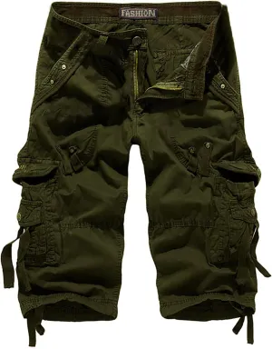 Men's Plus Size Cargo Shorts with Multi-Pockets Knee Length Tactical Short Pants Relaxed Summer Beach Shorts Pants