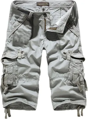 Men's Plus Size Cargo Shorts with Multi-Pockets Knee Length Tactical Short Pants Relaxed Summer Beach Shorts Pants