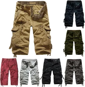 Men's Plus Size Cargo Shorts with Multi-Pockets Knee Length Tactical Short Pants Relaxed Summer Beach Shorts Pants