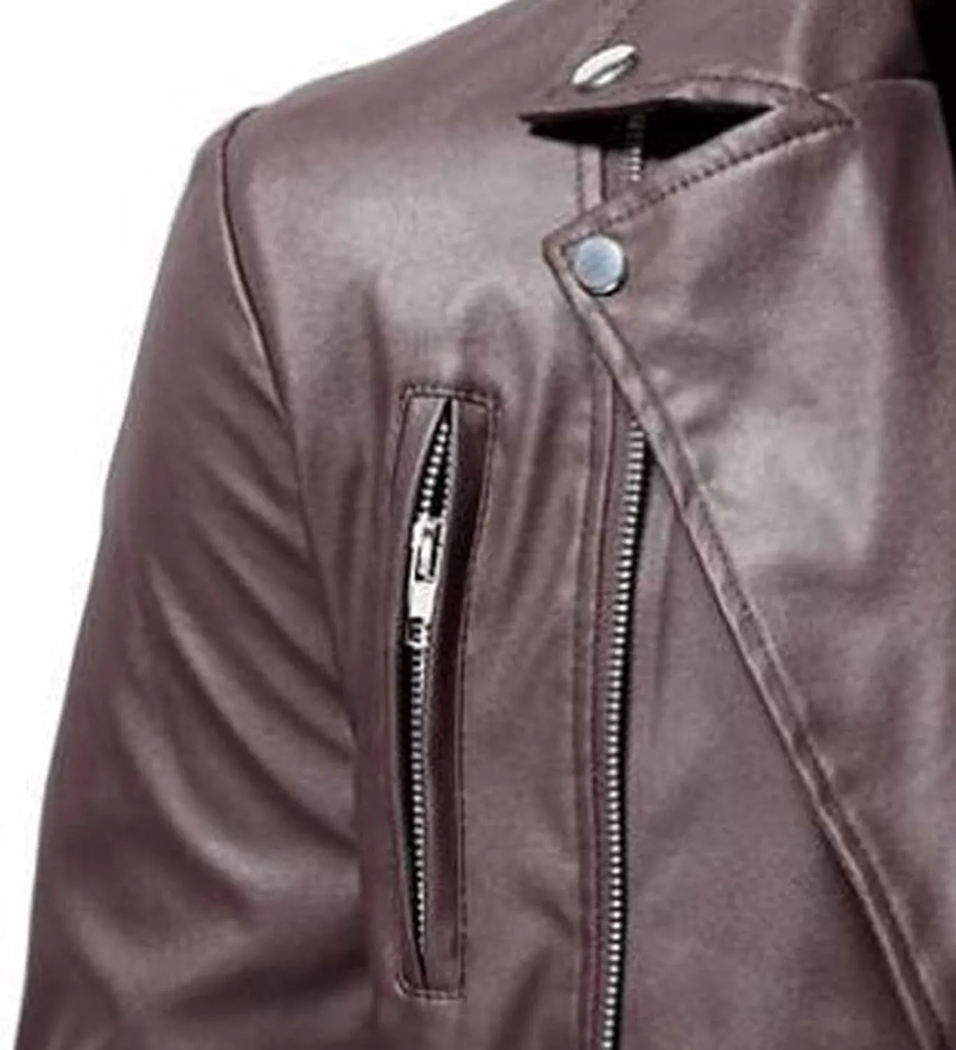 Men's PU Faux Leather Motorcycle Jacket Retro Notched Lapel Zip Up Biker Coat Causal Slim Fit Punk Outwear Overcoat