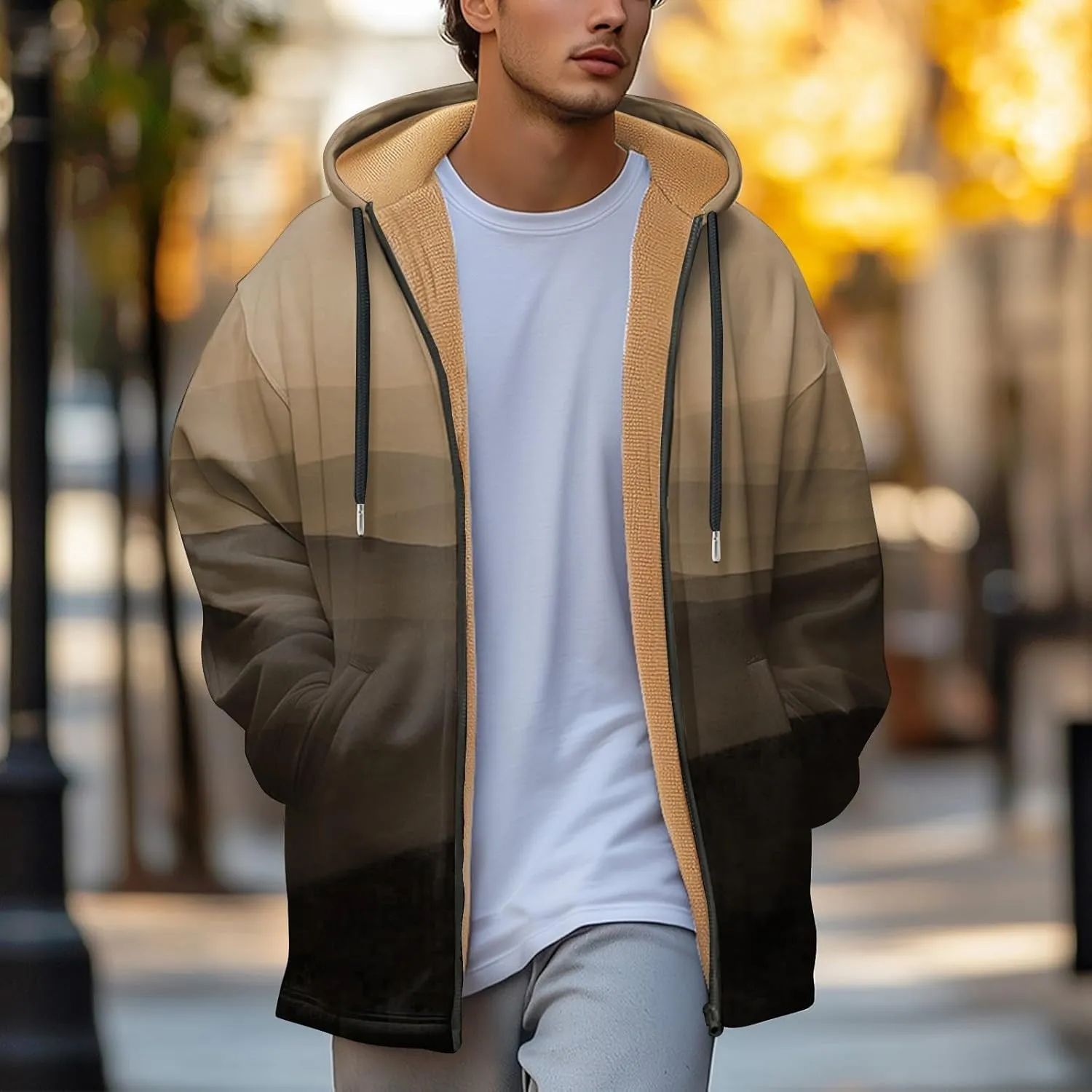 Mens Sherpa Hoodie Zip Up Thermal Warm Hooded Fleece Winter Thick Hoodies
