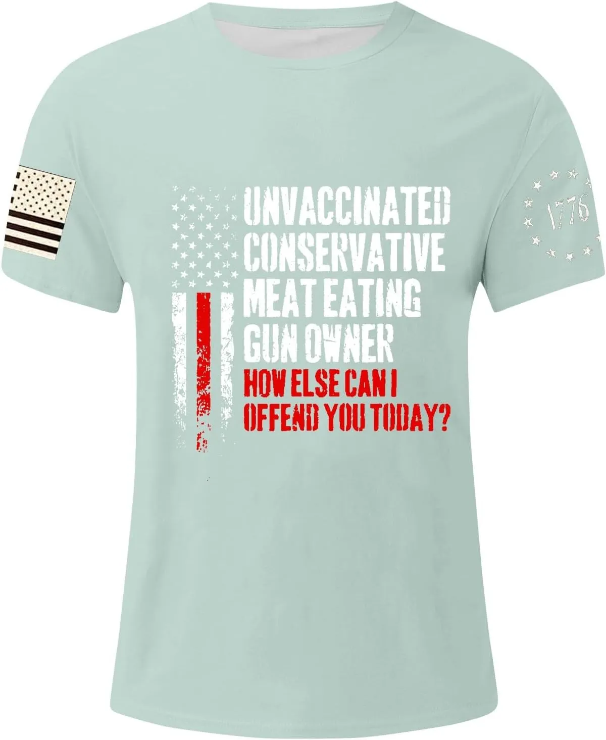 Men's Shirt Sleeve 1776 USA Flag Graphic Dry Fit Cotton Comfortable T-Shirts Family 4th of July Shirts