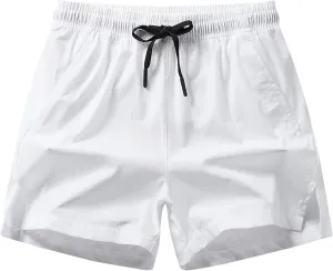 Mens Shorts 5 Inch Drawstring Waist Athletic Shorts Summer Quick Dry Beach Workout Running Casual Lightweight Shorts