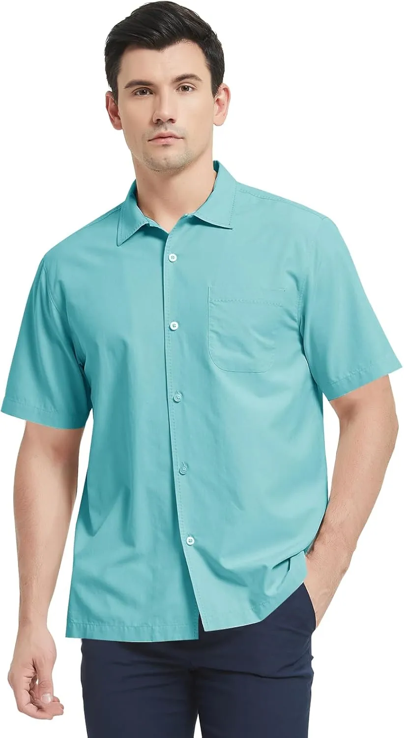 Men's Silk Hawaiian Short Sleeve Button Down Shirt Casual Tropical Holiday Beach Shirts