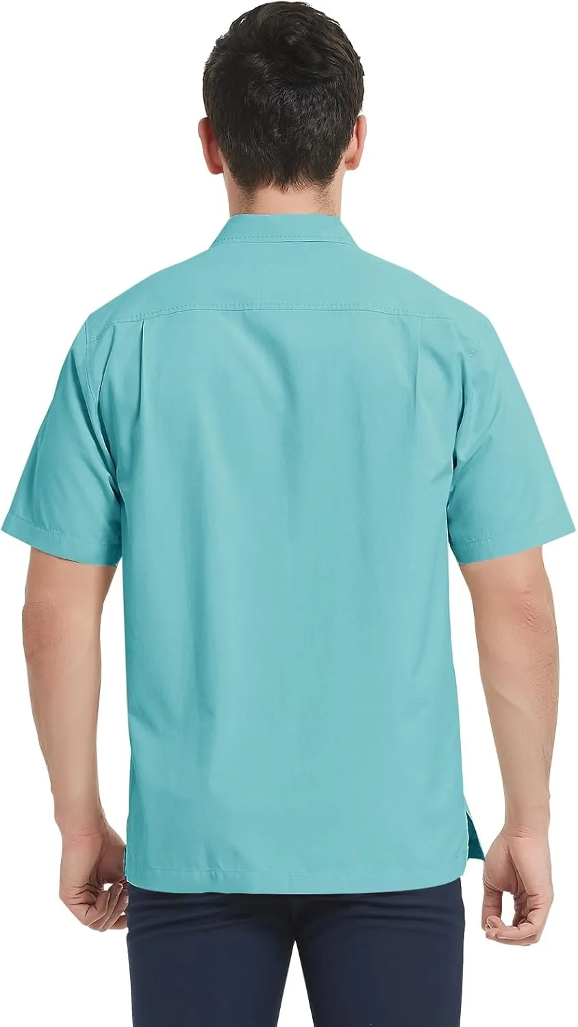 Men's Silk Hawaiian Short Sleeve Button Down Shirt Casual Tropical Holiday Beach Shirts