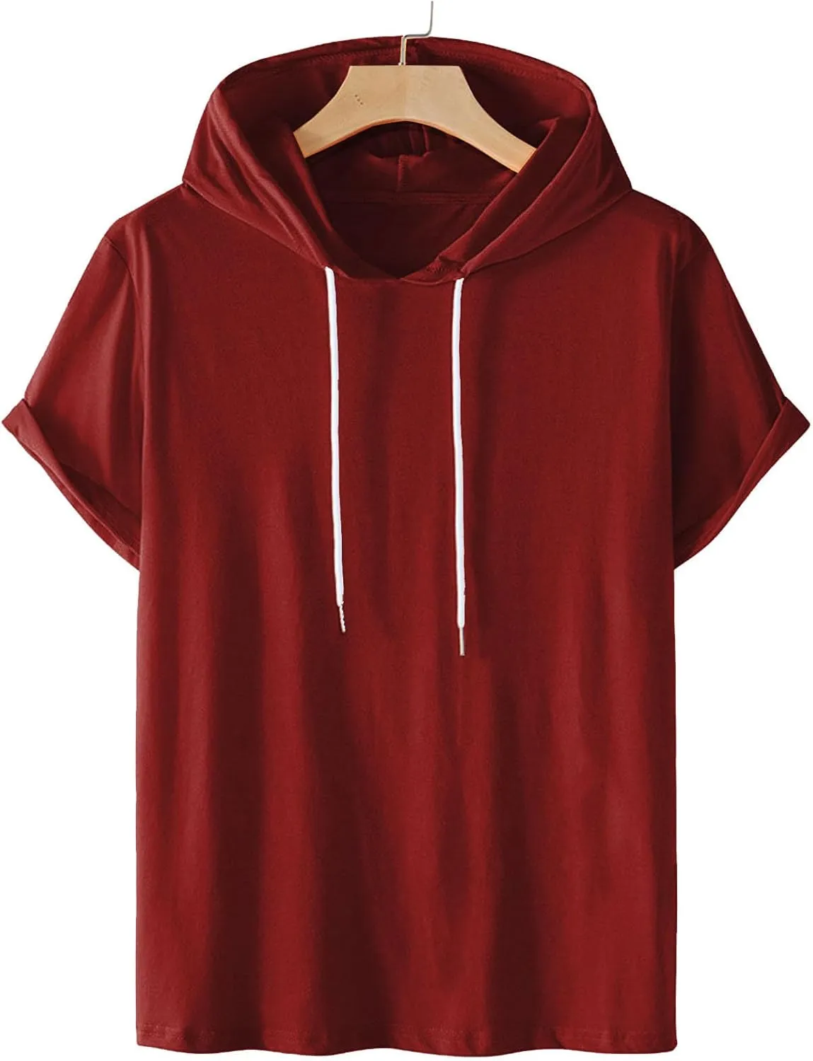 Mens T-Shirts Big and Tall Short Sleeve Solid Hoodies Shirt Causal Summer Vacation Shirts Gym Workout Tee Tops