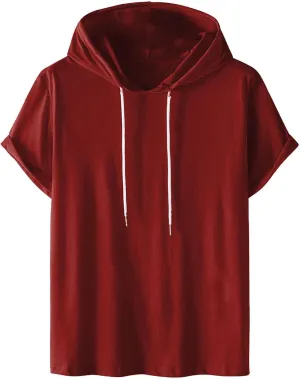 Mens T-Shirts Big and Tall Short Sleeve Solid Hoodies Shirt Causal Summer Vacation Shirts Gym Workout Tee Tops