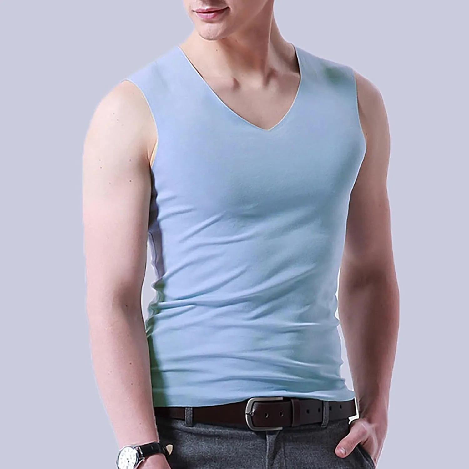 Mens V Neck Sweater Vest Sleeveless Slim Fit Knitted Pullover Sweater Casual Zip Up Business Comfy Tops Summer Shirts
