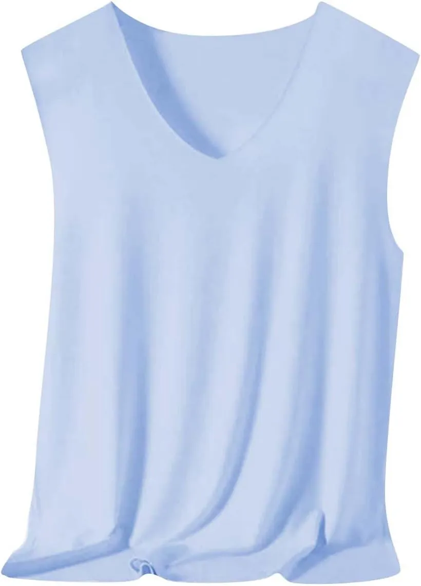 Mens V Neck Sweater Vest Sleeveless Slim Fit Knitted Pullover Sweater Casual Zip Up Business Comfy Tops Summer Shirts