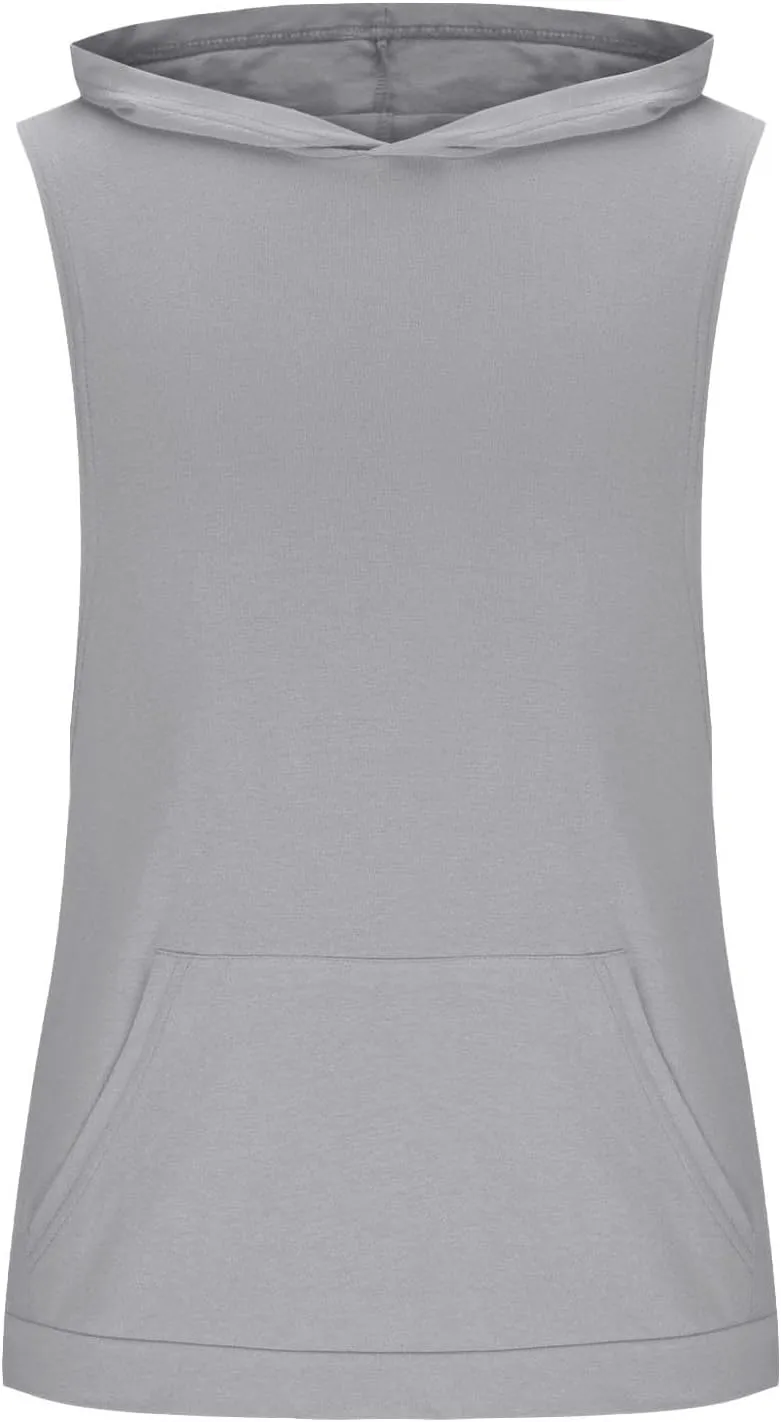 Mens Workout Hooded Tank Tops Bodybuilding Muscle Cut Off Tshirt Sports Training Sleeveless Gym Hoodies Summer Casual