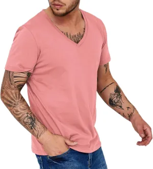 Men's Workout V Neck T Shirt Short Sleeve Breathable Stretch Athletic Training Muscle Shirt Moisture Wicking Gym Active Wear