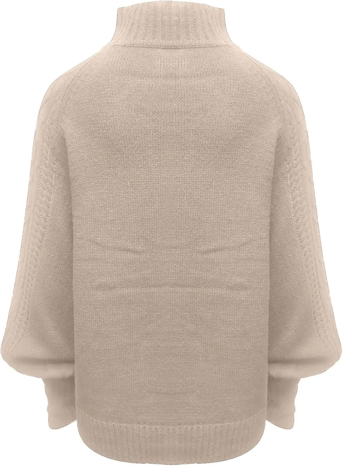 Mock Neck Sweater Women's Casual Long Sleeve Solid Color Cable Knit Fashion Ribbed Hem Fall Tops for Women