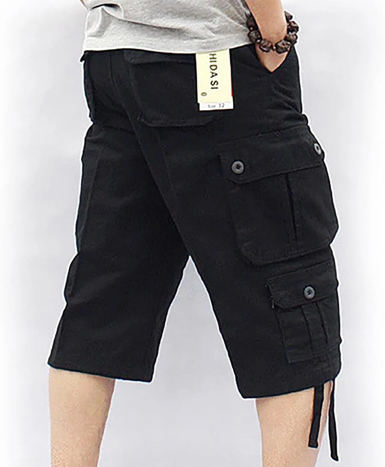 Muscularfit Mens Cargo Pants Casual Loose Cotton Multi Pockets Shorts 7 Inch Inseam Outdoor Fashion Utility Tooling Trousers