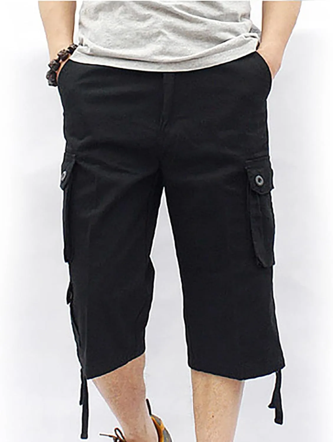 Muscularfit Mens Cargo Pants Casual Loose Cotton Multi Pockets Shorts 7 Inch Inseam Outdoor Fashion Utility Tooling Trousers