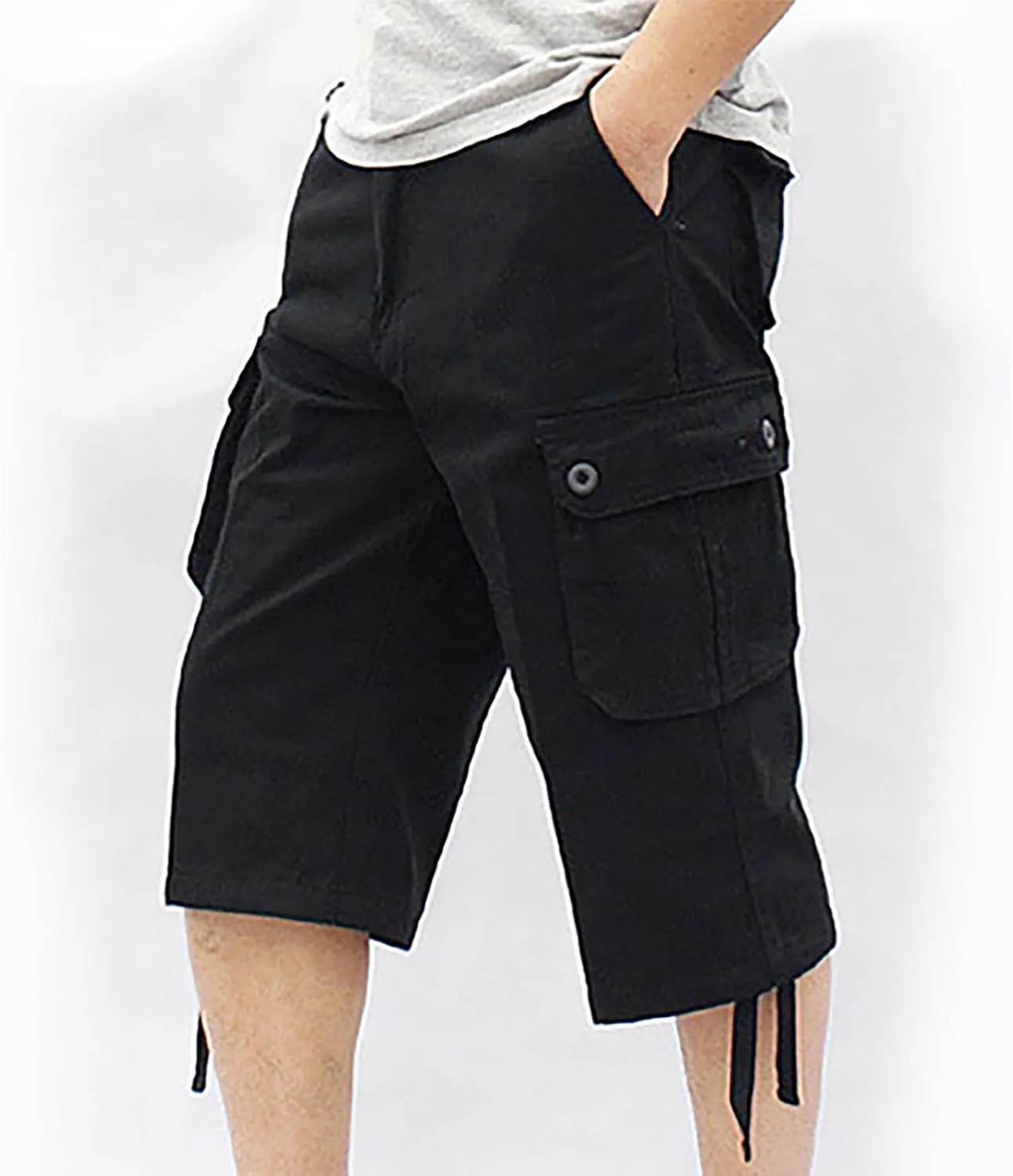 Muscularfit Mens Cargo Pants Casual Loose Cotton Multi Pockets Shorts 7 Inch Inseam Outdoor Fashion Utility Tooling Trousers
