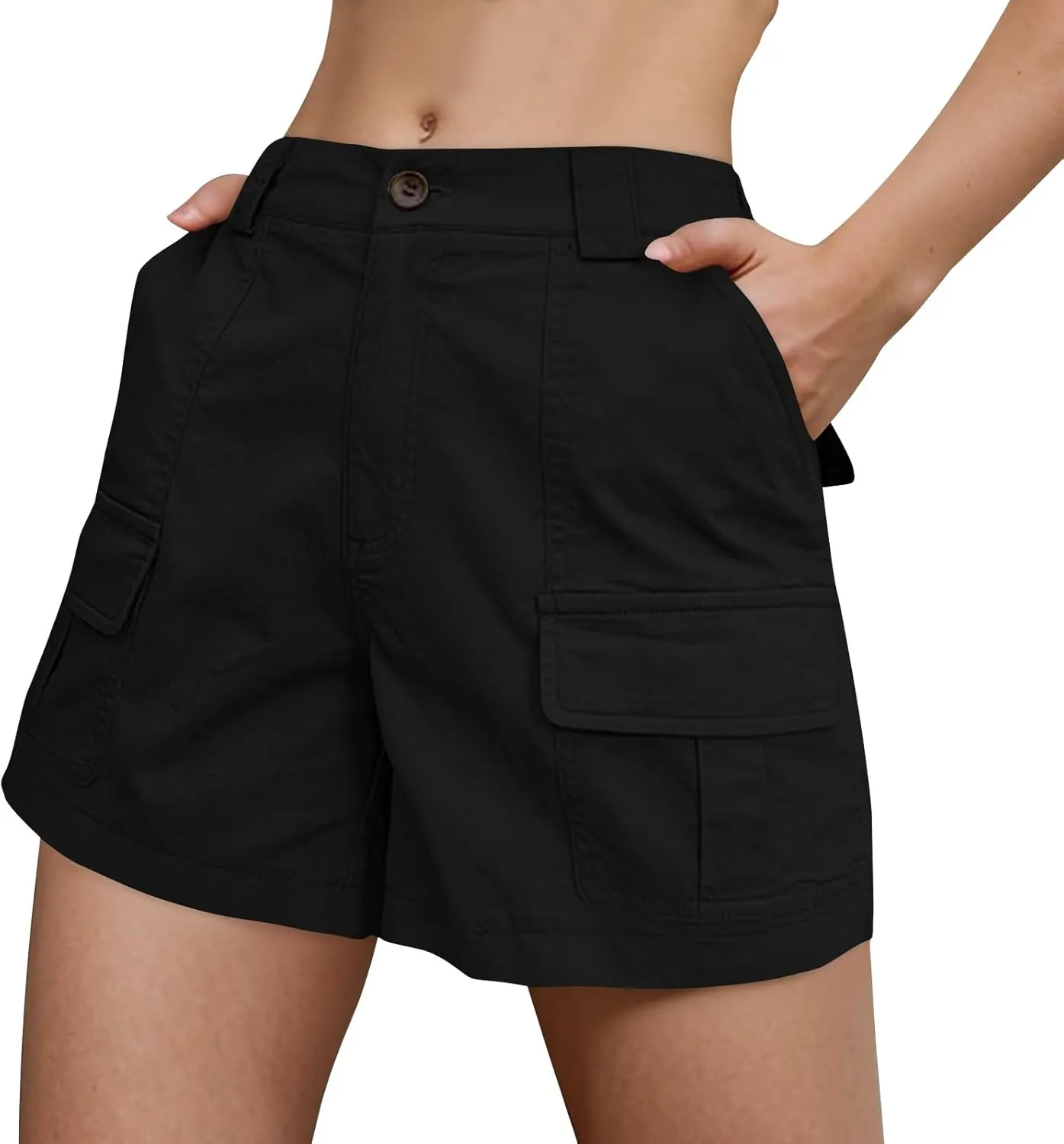 NBXNZWF Women's Cargo Shorts 2025 Summer High Waisted Hiking Shorts Outdoor Lightweight Twill Shorts with 6 Pockets