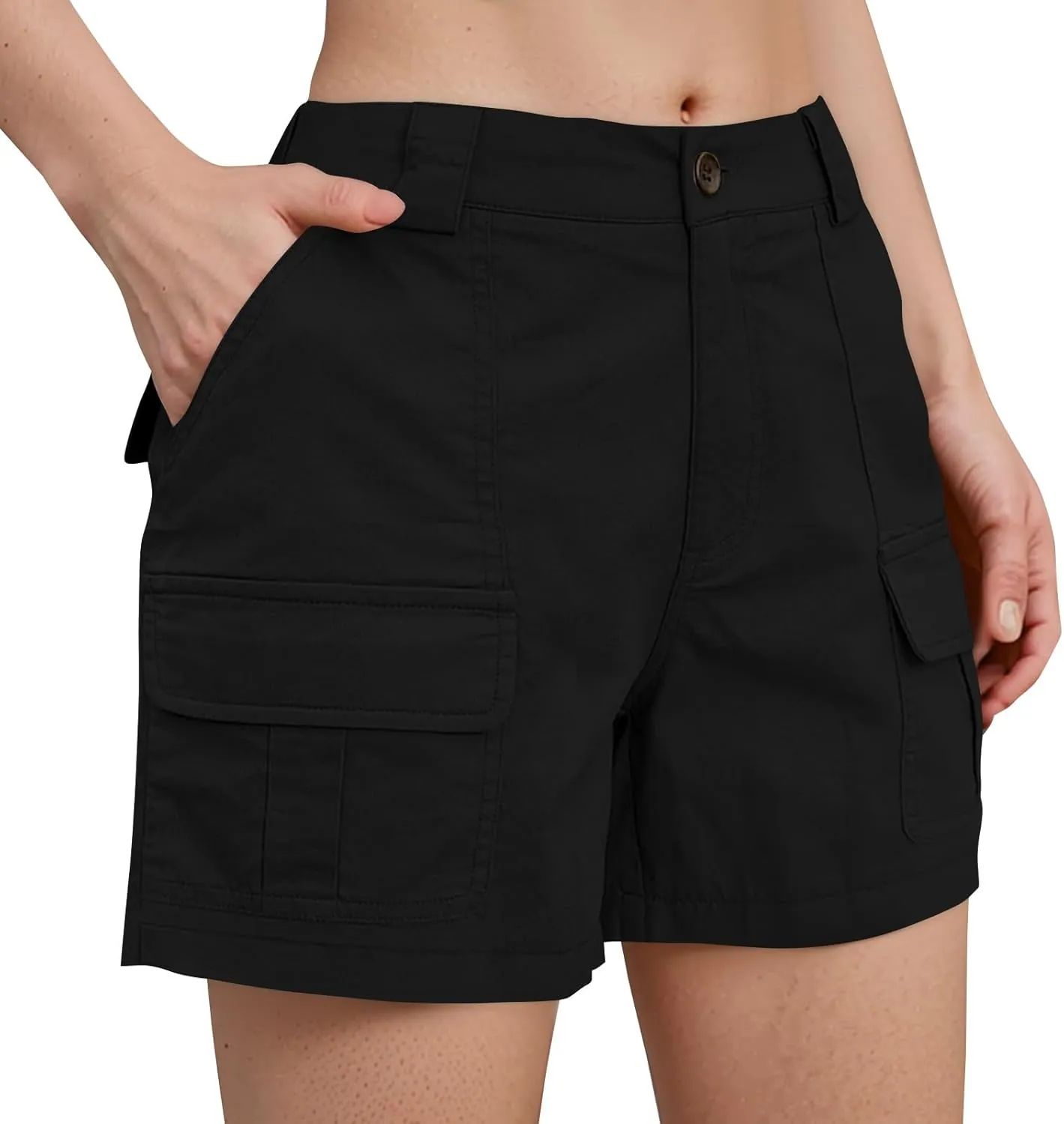 NBXNZWF Women's Cargo Shorts 2025 Summer High Waisted Hiking Shorts Outdoor Lightweight Twill Shorts with 6 Pockets