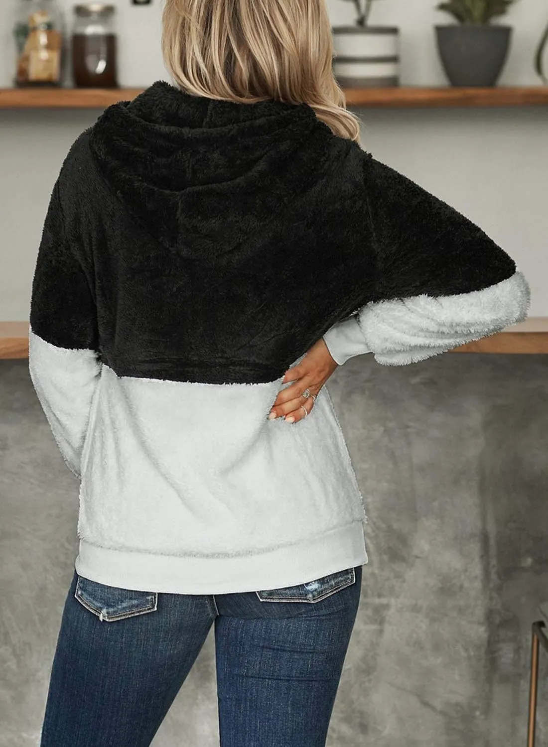 NEYOUQE Womens Warm Winter Long Sleeve 1/4 Zip Up Fleece Pullover Hoodies Sweaters Sweatshirts Fuzzy Coats with Pocket