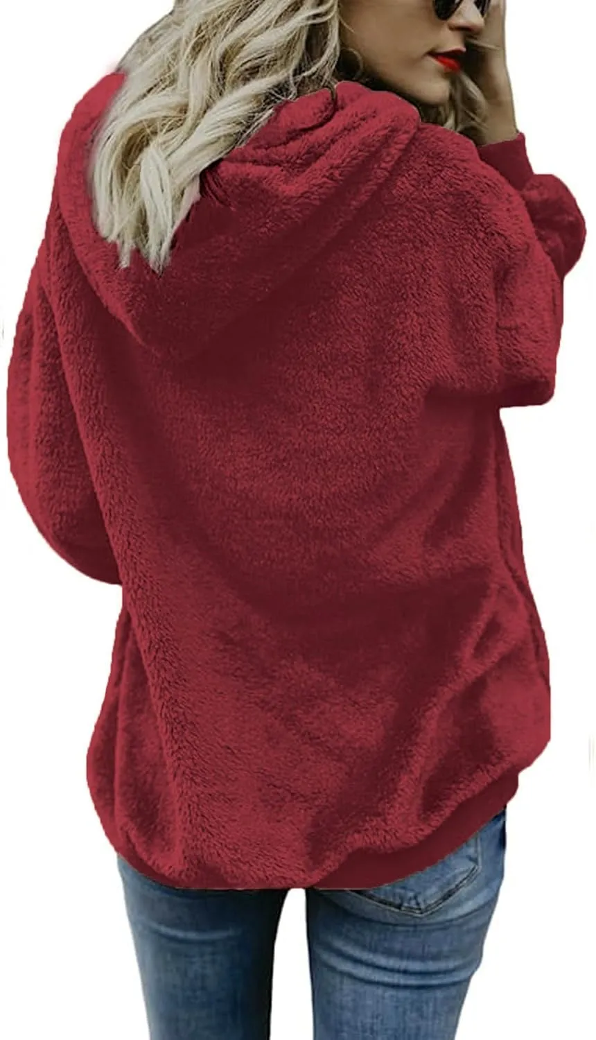 NEYOUQE Womens Warm Winter Long Sleeve 1/4 Zip Up Fleece Pullover Hoodies Sweaters Sweatshirts Fuzzy Coats with Pocket